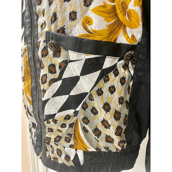 Y2K 90’s EAST WEST BOMBER JACKET LEOPARD PRINT WINDBREAKER SHOULDER PADS Sz M - Picture 12 of 16